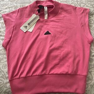 adidas Pink Sleeveless Logo Sweatshirt Top